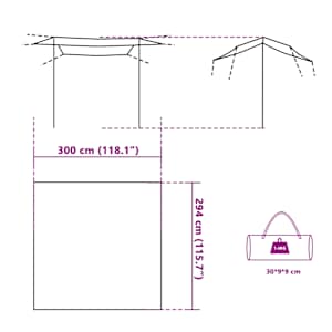 Kempingová plachta modrá 300 x 294 cm nepromokavá - obrázek 9