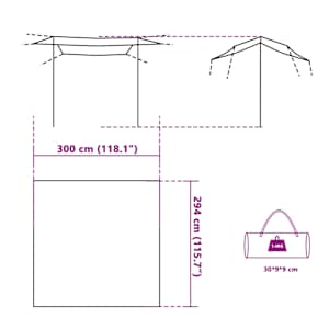 Kempingová plachta šedá a oranžová 300 x 294 cm nepromokavá - obrázek 8
