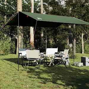 Kempingová plachta zelená 360 x 294 cm nepromokavá - obrázek 1
