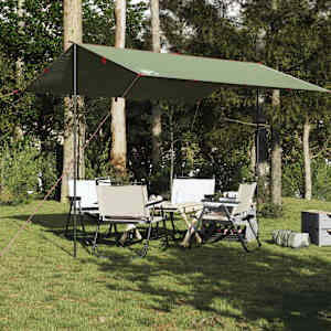 Kempingová plachta zelená 360 x 294 cm nepromokavá - obrázek 3