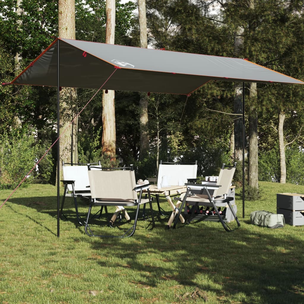 vidaXL Prelată de camping, gri și portocaliu, 400x294 cm, impermeabilă