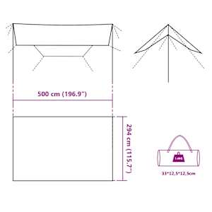 Kempingová plachta šedá a oranžová 500 x 294 cm nepromokavá - obrázek 10