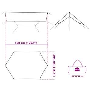 Kempingová plachta zelená 500 x 294 cm nepromokavá - obrázek 9