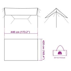 Kempingová plachta zelená 420 x 440 cm nepromokavá - obrázek 9