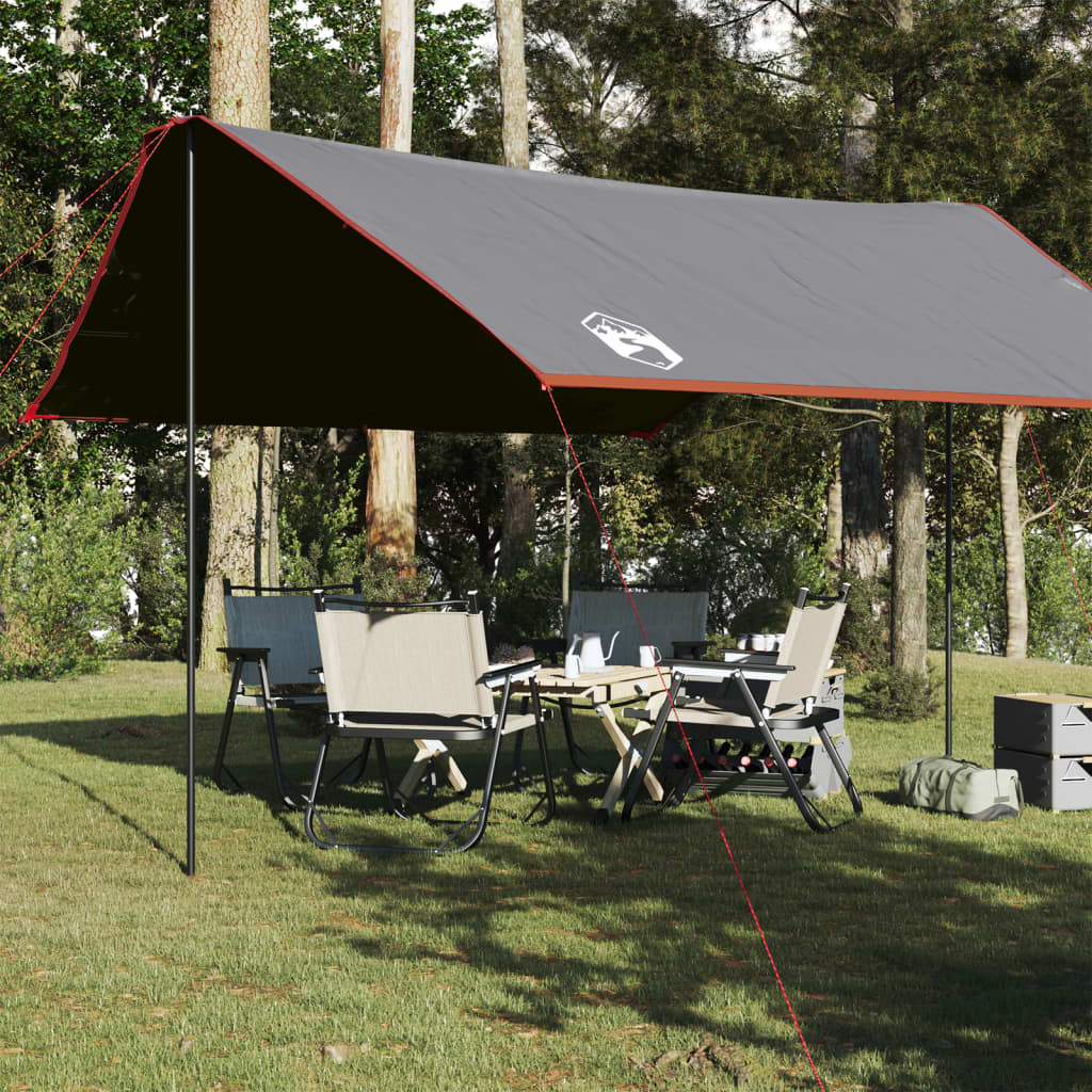 vidaXL Prelată de camping gri/portocaliu, 430x380x210 cm, impermeabilă