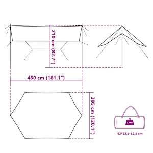 Kempingová plachta zelená 460 x 305 x 210 cm nepromokavá - obrázek 9
