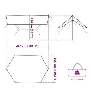 Kempingová plachta modrá 460 x 305 x 210 cm nepromokavá - obrázek 9