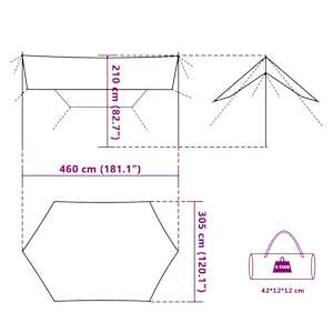 Kempingová plachta oranžová 460 x 305 x 210 cm nepromokavá - obrázek 9