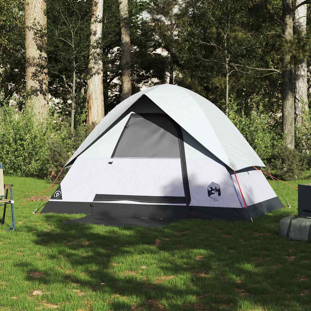 vidaXL Cort camping cupolă 2 persoane alb, țesătură opacă, impermeabil
