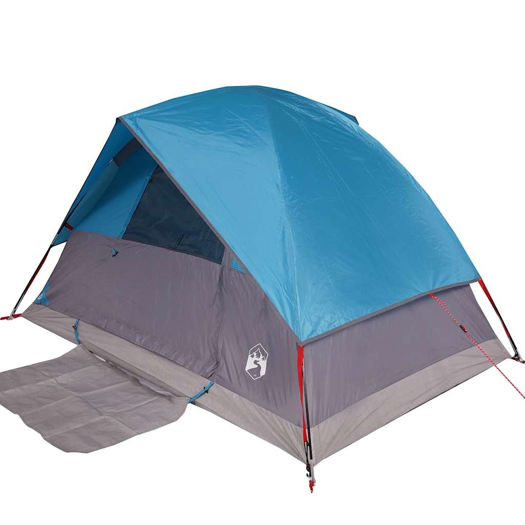 vidaXL Cort de camping cupolă pentru 4 persoane, albastru, impermeabil
