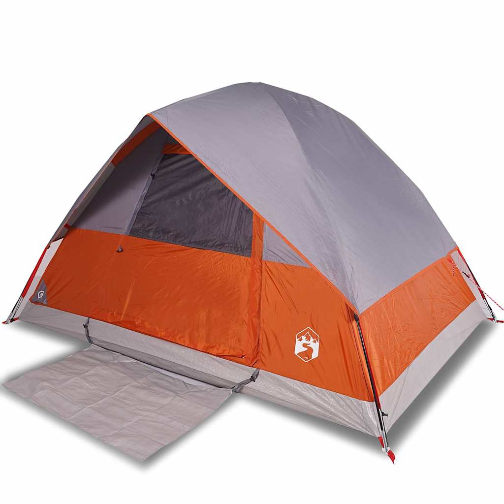 vidaXL Cort de camping pentru 4 persoane, gri și portocaliu, impermeabil