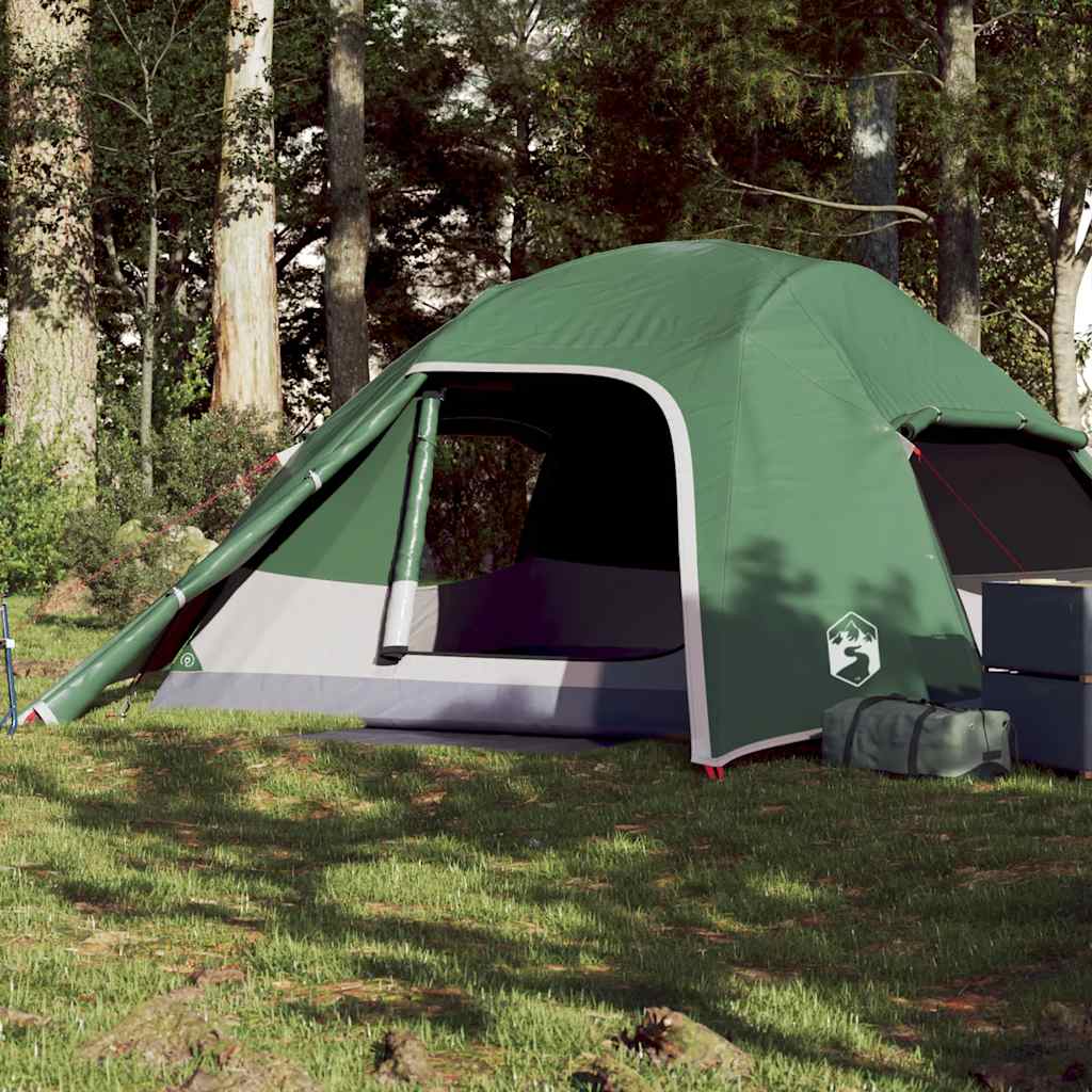 vidaXL Cort de camping cupolă pentru 4 persoane, verde, impermeabil