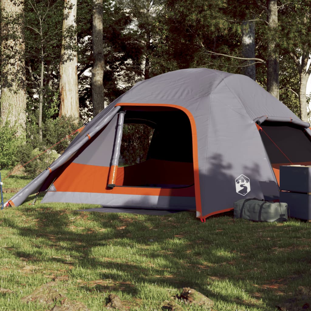 vidaXL Cort de camping cupolă pentru 4 persoane, gri, impermeabil