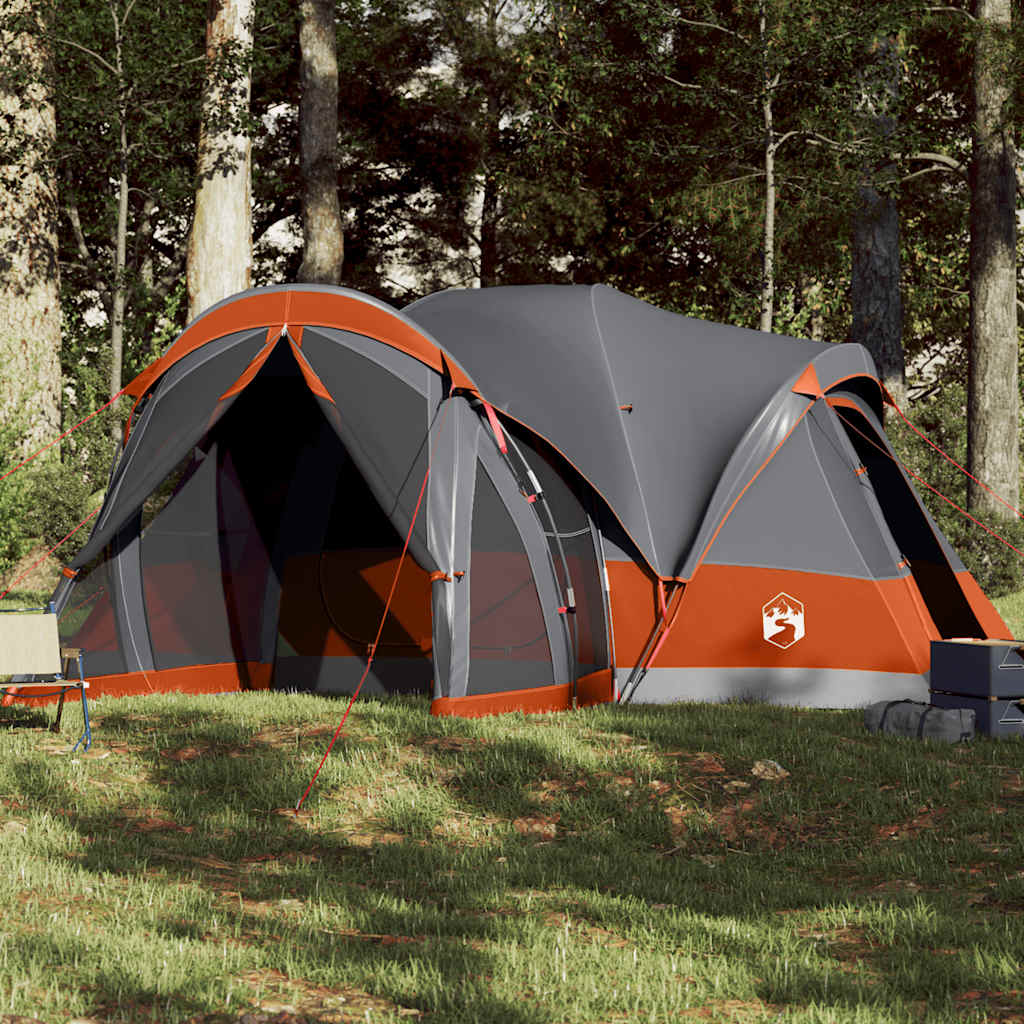 vidaXL Tipi-Familienzelt 8 Personen Grau und Orange Wasserdicht