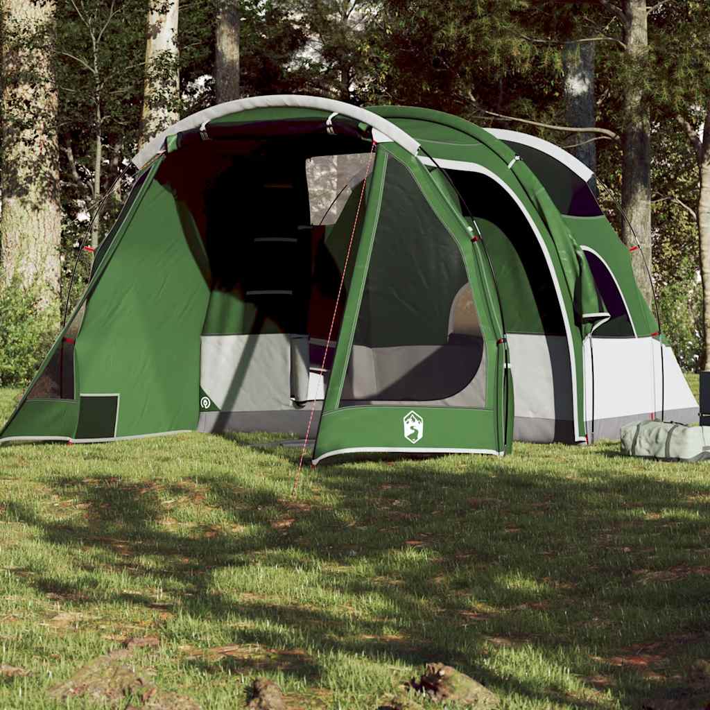 vidaXL Cort de camping tunel pentru 4 persoane, verde, impermeabil