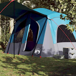 Družinski šotor za 5 oseb moder vodoodporen