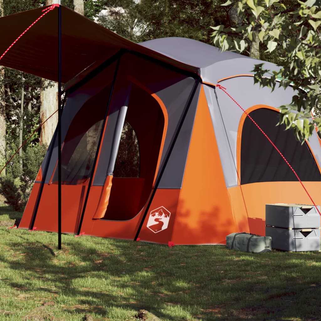 vidaXL Campingzelt 5 Personen Grau und Orange Wasserdicht