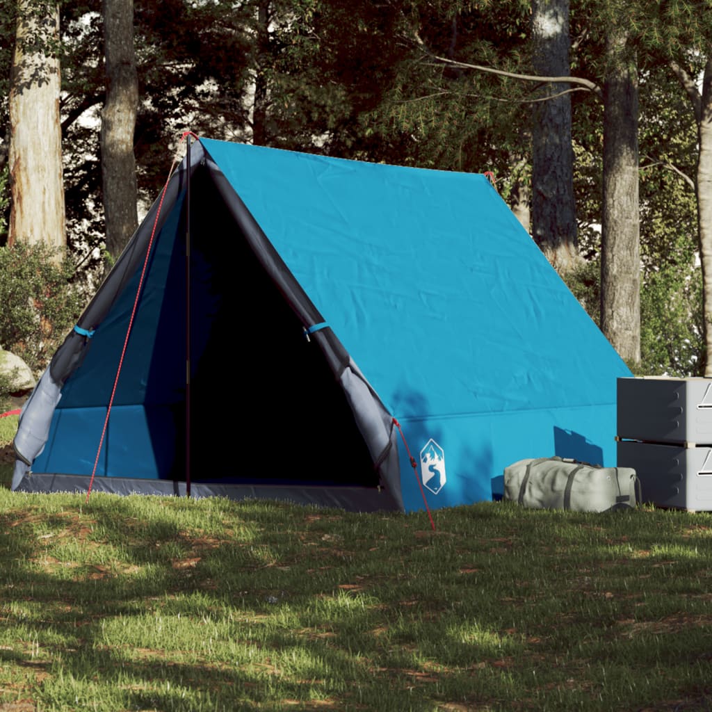 vidaXL Cort de camping cu cadru A, 2 persoane, albastru, impermeabil