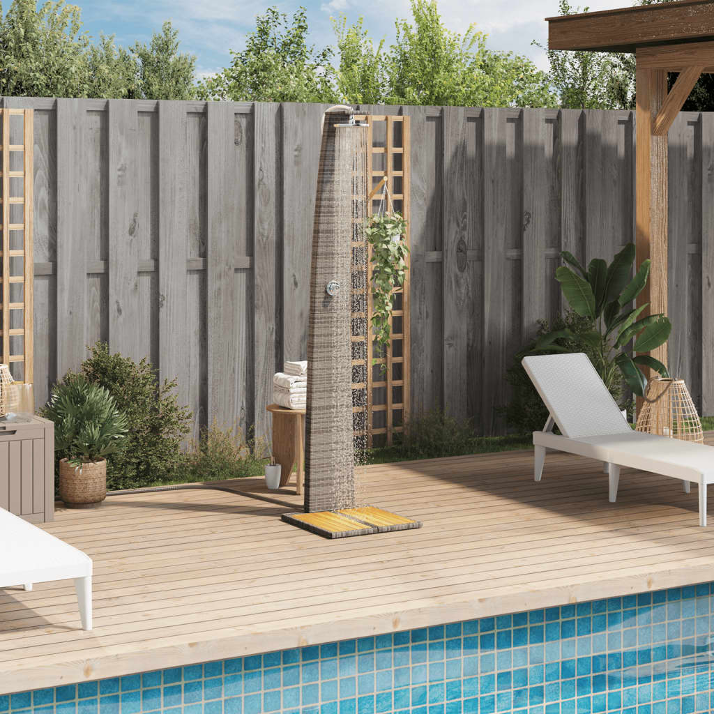 vidaXL Outdoor Shower Grey 55x60x224 cm Poly Rattan and Acacia Wood