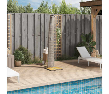 vidaXL Outdoor Shower Grey 55x60x224 cm Poly Rattan and Acacia Wood