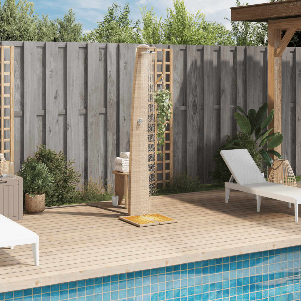 vidaXL Outdoor Shower Beige 55x60x224 cm Poly Rattan and Acacia Wood