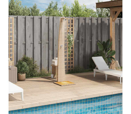 vidaXL Buitendouche 55x60x224 cm poly rattan en acaciahout beige