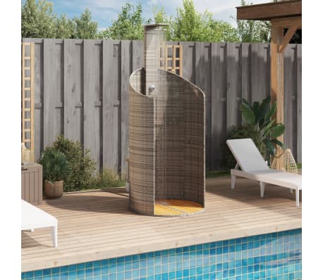 vidaXL Prysznic ogrodowy, szary, 100x100x241,5 cm, polirattan i akacja