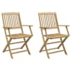 vidaXL Kokkupandavad toolid 2 tk 58x54,5x90 cm, t&auml;ispuit, akaatsia