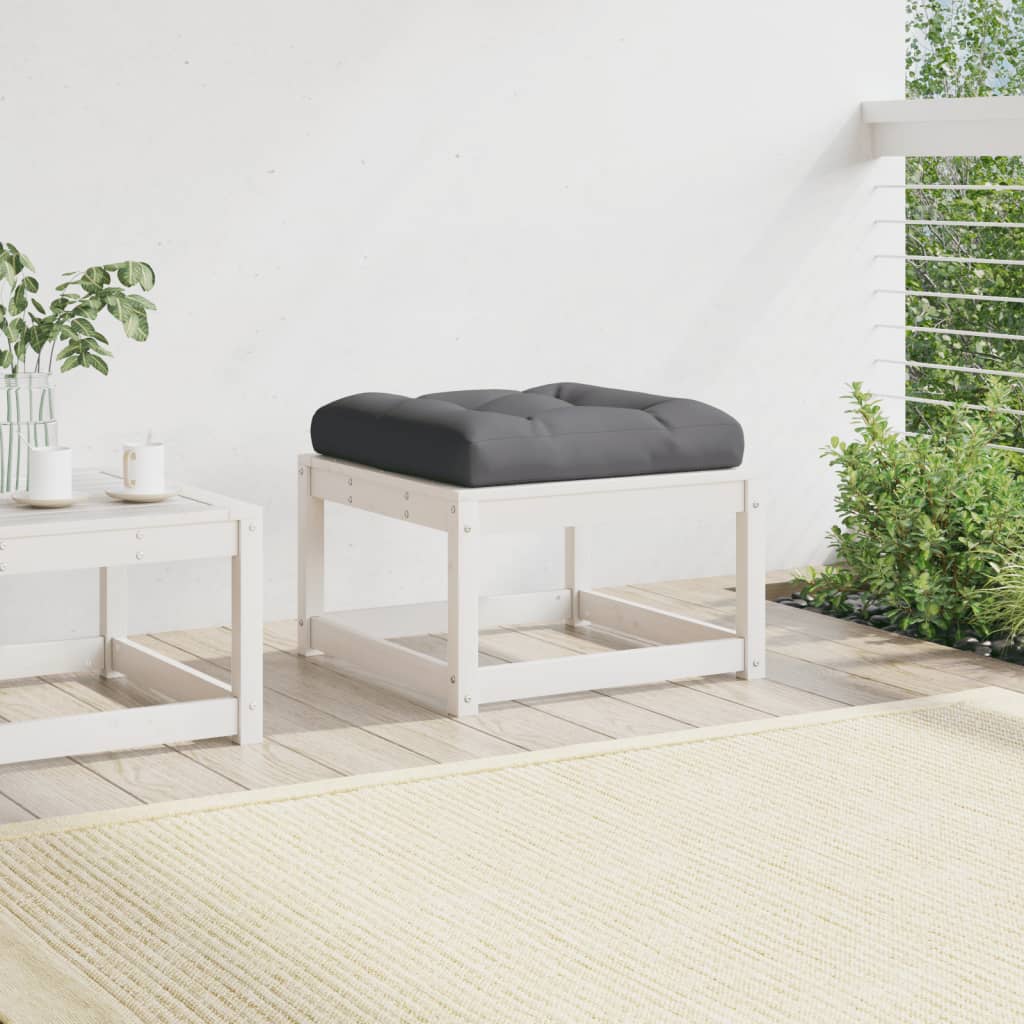 Thumbnail - vidaXL Gartenhocker mit Kissen Weiß Massivholz Kiefer