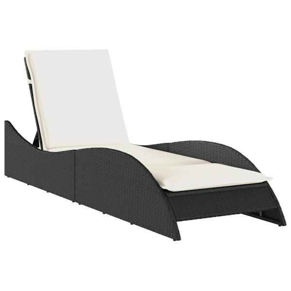 vidaXL p&auml;evitustool padjaga, must, 60x205x73 cm, pol&uuml;rotang