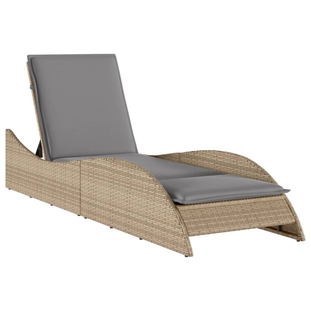 Thumbnail - vidaXL Sonnenliege mit Auflage Beige 60x205x73 cm Poly Rattan
