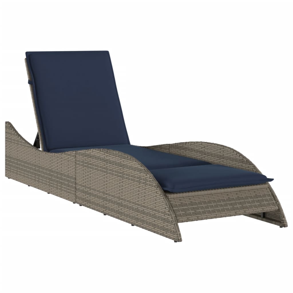 vidaXL Zahradní lehátko s polštářem šedé 60 x 205 x 73 cm polyratan