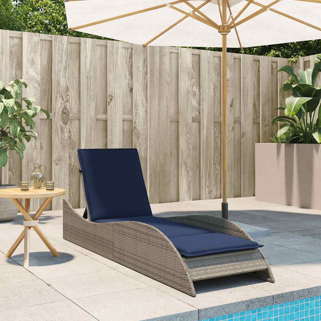 vidaXL Ligbed met kussen grijs 60x205x73 cm poly rattan
