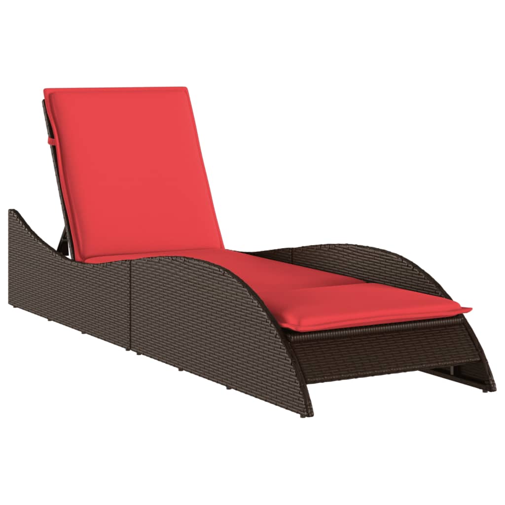 vidaXL Zahradní lehátko s polštářem hnědé 60 x 205 x 73 cm polyratan