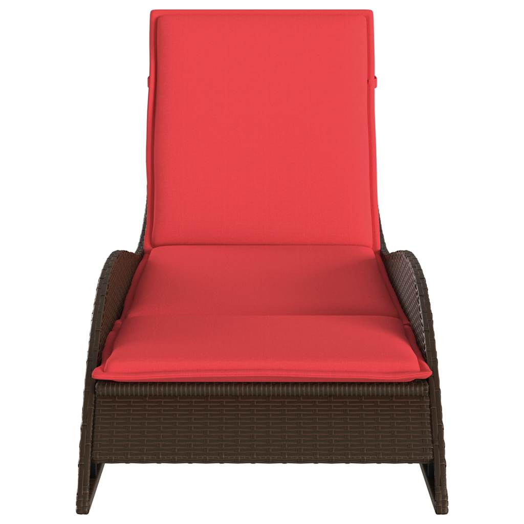 vidaXL Ligbed met kussen bruin 60x205x73 cm poly rattan, foto 4