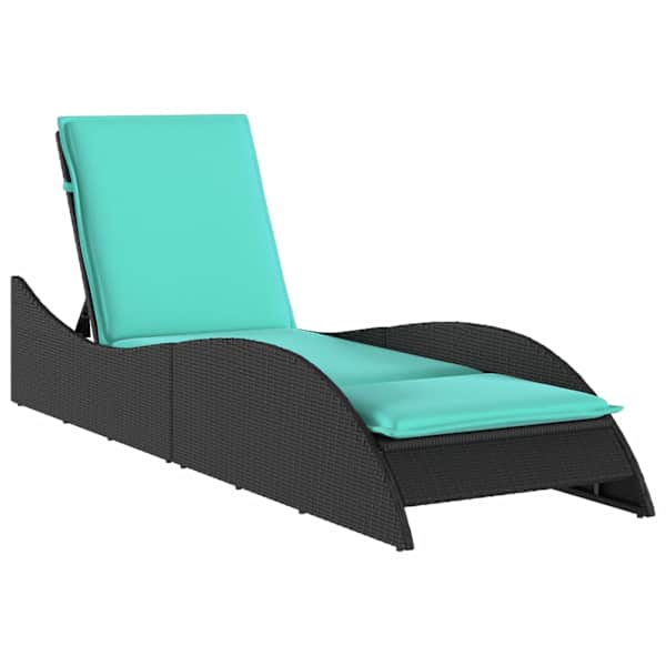 vidaXL p&auml;evitustool padjaga, must, 60 x 205 x 73 cm, pol&uuml;rotang
