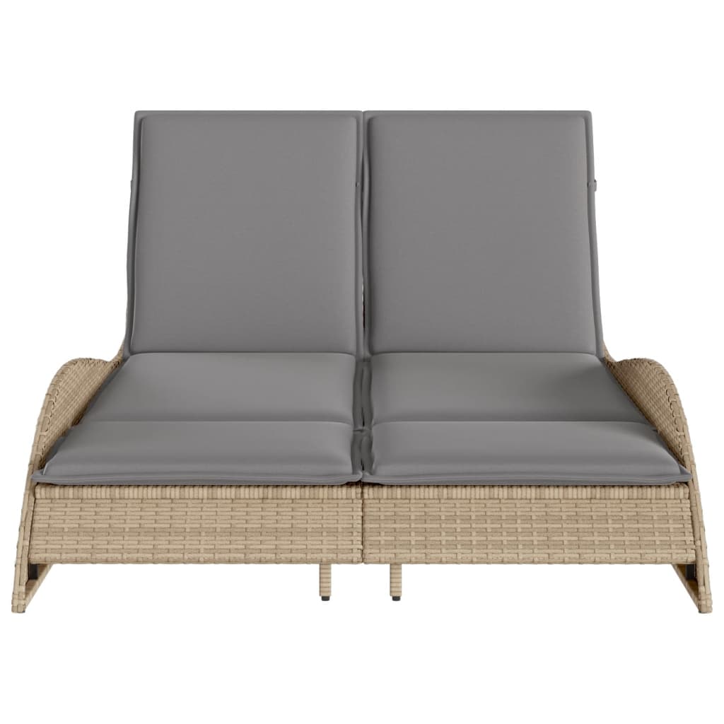 vidaXL Ligbed met kussens 114x205x73 cm poly rattan beige, foto 4