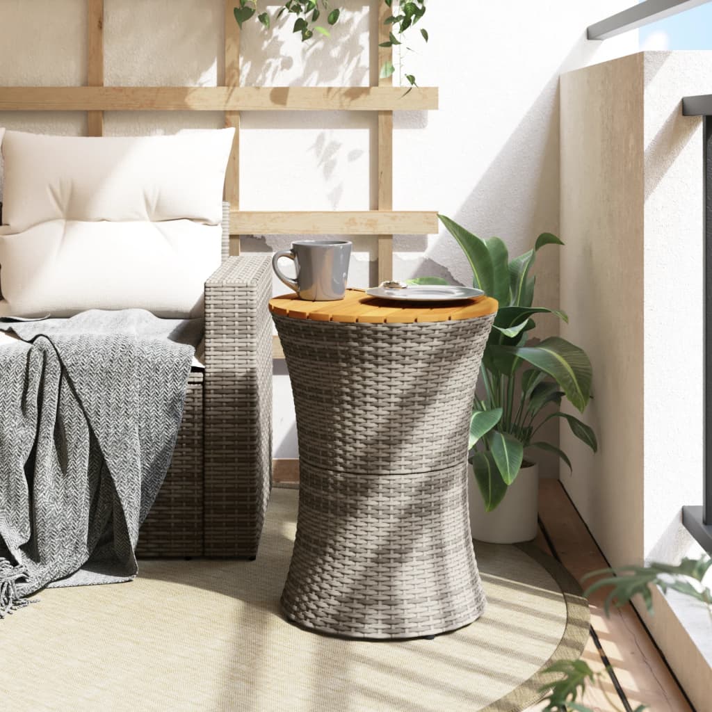 Thumbnail - vidaXL Garten-Beistelltisch Trommelform Grau Poly Rattan & Massivholz