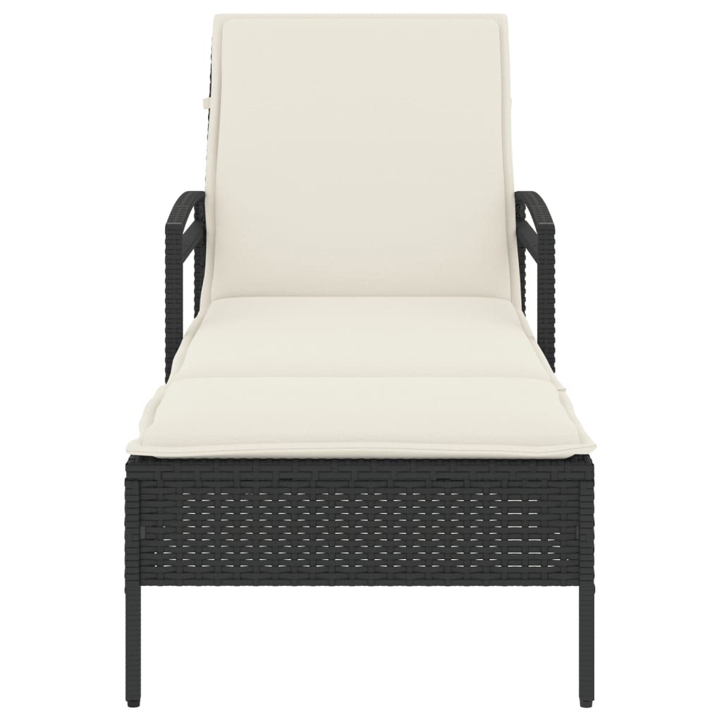 vidaXL Ligbed met kussen 63x200x81 cm poly rattan zwart, foto 4