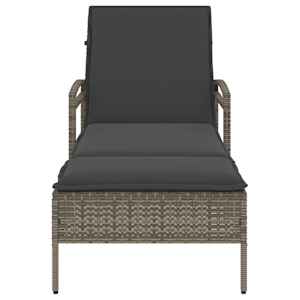 Zahradní lehátko s poduškou šedé 63 x 200 x 81 cm polyratan - obrázek 4