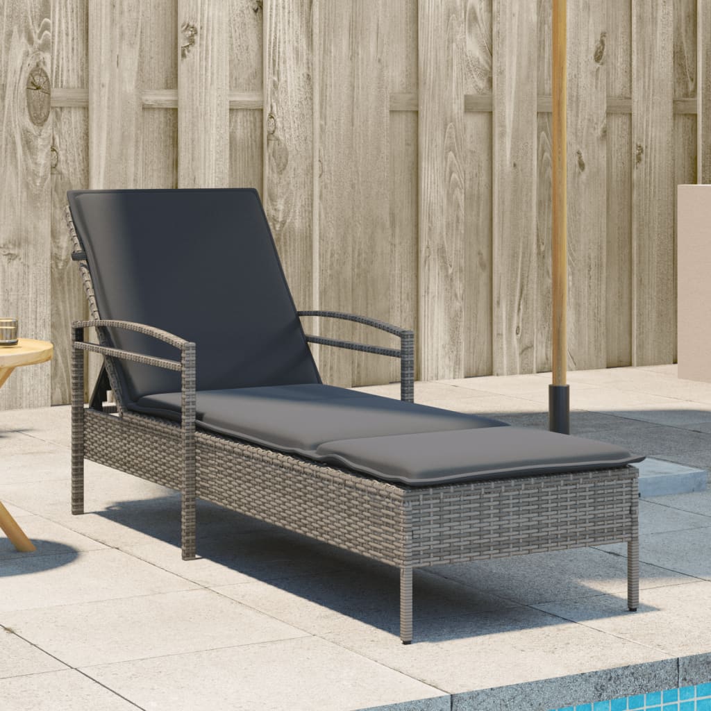 vidaXL Sols&auml;ng med dyna gr&aring; 63x200x81 cm konstrotting