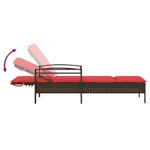 Zahradní lehátko s polštářem hnědé 63 x 200 x 81 cm polyratan (pouze pro USA) - obrázek 8