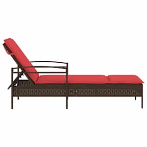 Zahradní lehátko s polštářem hnědé 63 x 200 x 81 cm polyratan (pouze pro USA) - obrázek 5