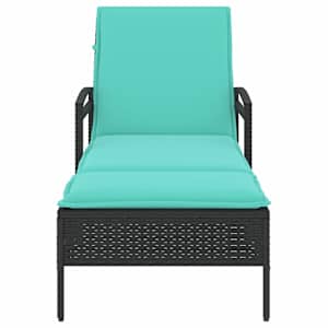 Zahradní lehátko s polštářem černé 63 x 200 x 81 cm polyratan (pouze pro USA) - obrázek 4