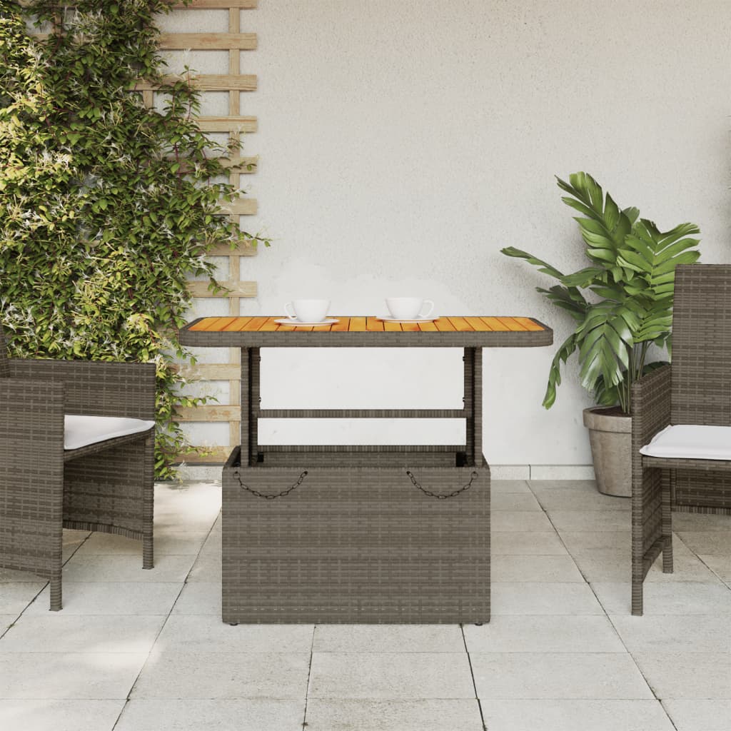 vidaXL Tuintafel 90x55x71 cm poly rattan en acaciahout grijs afbeelding