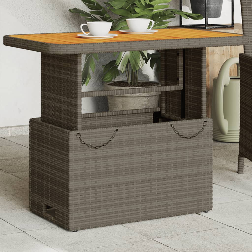 vidaXL havebord 90x55x71 cm polyrattan og massivt akacietræ grå