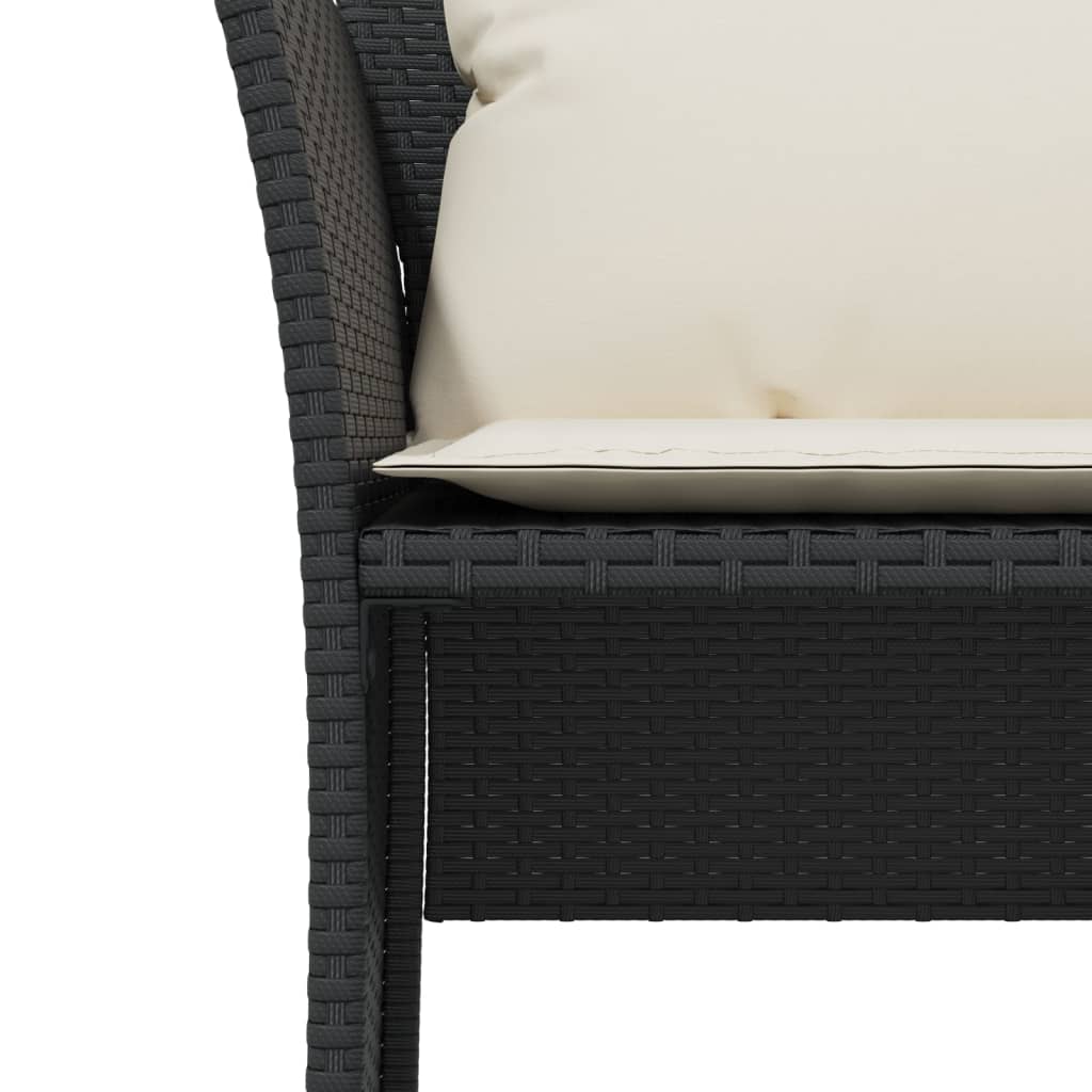 Krzesło ogrodowe z podnóżkiem, czarne, polirattan