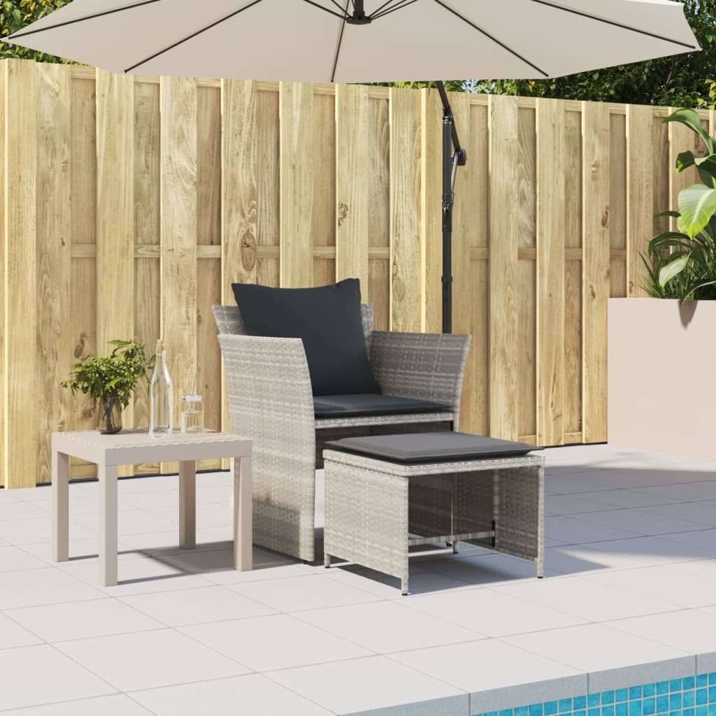 Thumbnail - vidaXL Gartenstuhl mit Fußhocker Hellgrau Poly Rattan