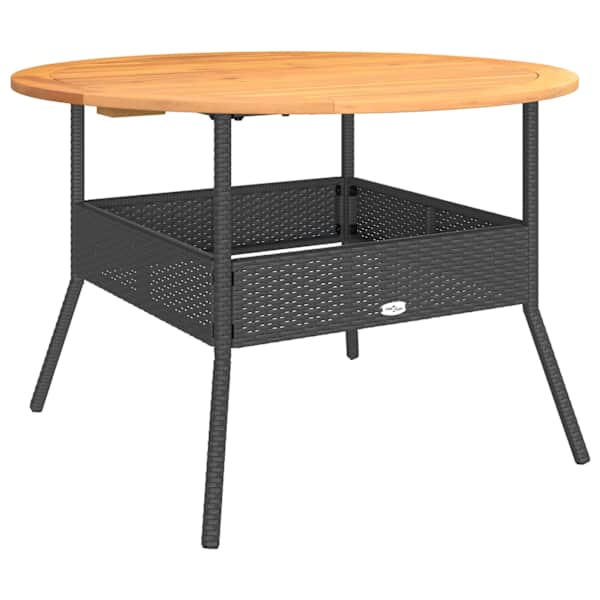 vidaXL aialaud akaatsiapuidust plaadiga, must, &Oslash;110 x 71 cm, PE-rotang
