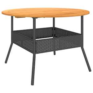 Zahradní stůl s akáciovou deskou černý Ø 110 x 71 cm polyratan - obrázek 7